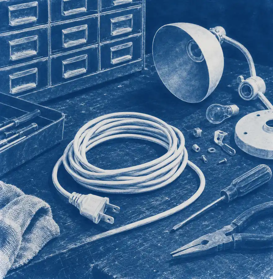 Illustration of repair businesses equipment and workspace