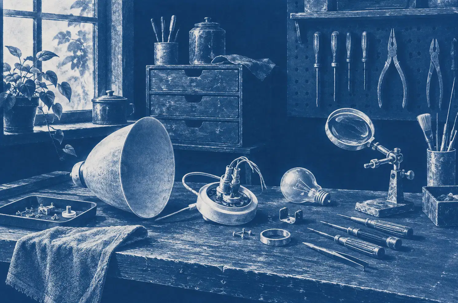 Illustration of repair businesses and their working space